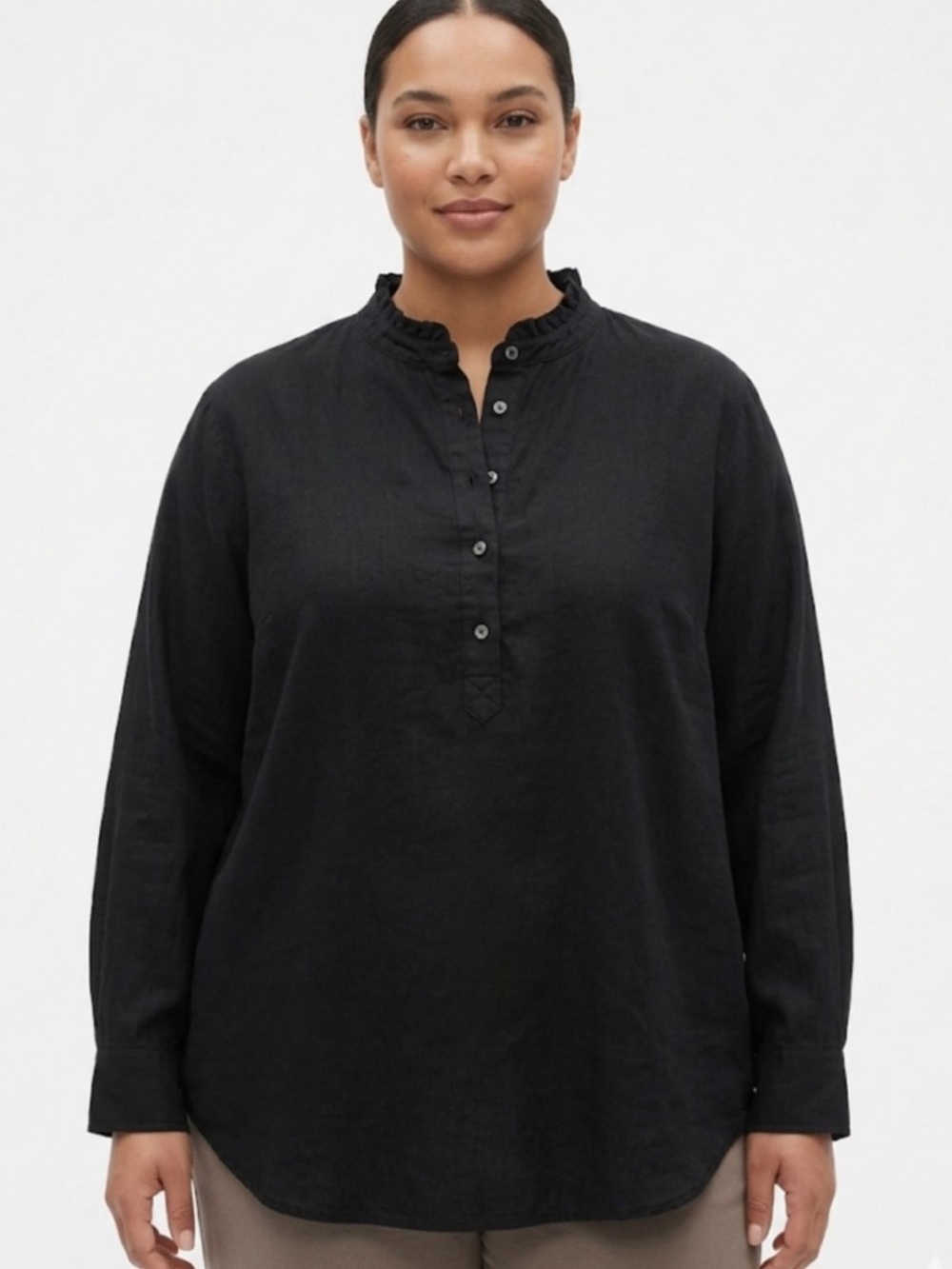 GAP 100% Cotton Button-Up Top – Size L | Black | Minimalist Capsual Wardrobe